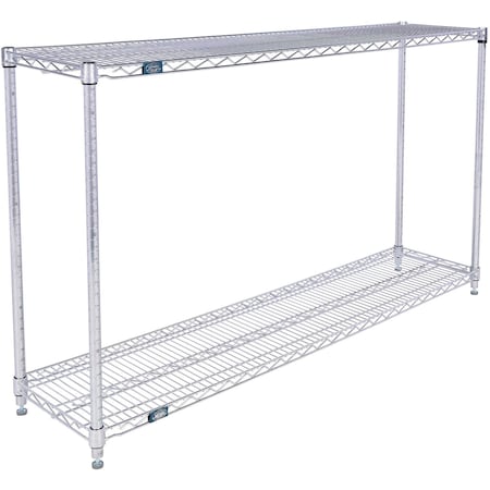 Nexel 2 Shelf, Chrome Wire Shelving Unit, Starter, 60inW x 18inD x 34inH B3124323